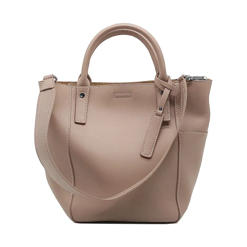 Green LEATHER WOMEN Bucket Handbag Barrel Shoulder Purses FOR WOMEN