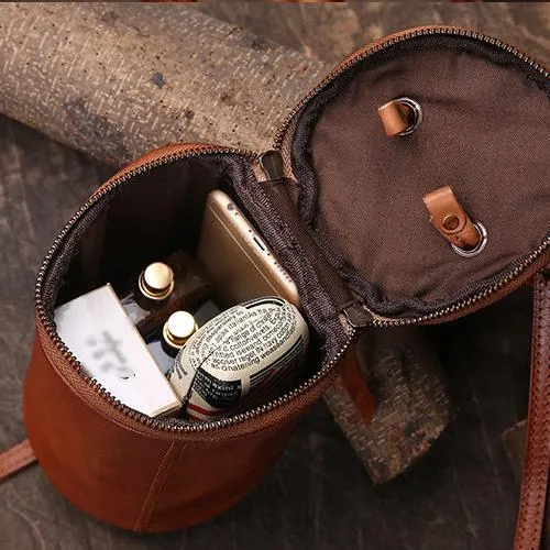 Green Womens Leather Bucket Handbag Womens Barrel Purse Small Bucket Shoulder Purse