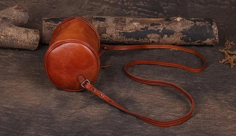 Green Womens Leather Bucket Handbag Womens Barrel Purse Small Bucket Shoulder Purse