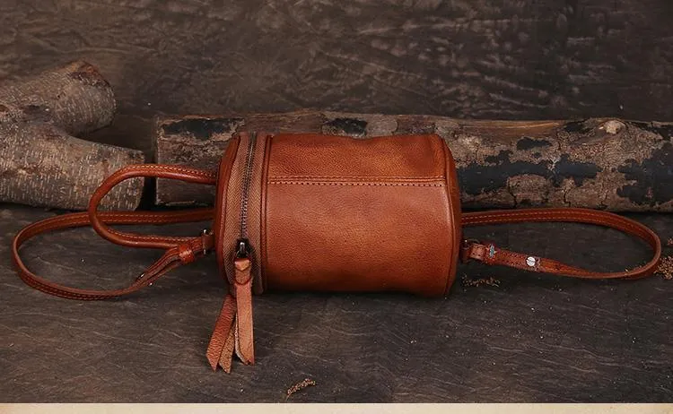 Green Womens Leather Bucket Handbag Womens Barrel Purse Small Bucket Shoulder Purse