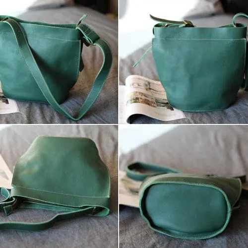 Green Womens Leather Bucket Side Bag Madewell Bucket Shoulder Bag Large Bucket Bag for Ladies
