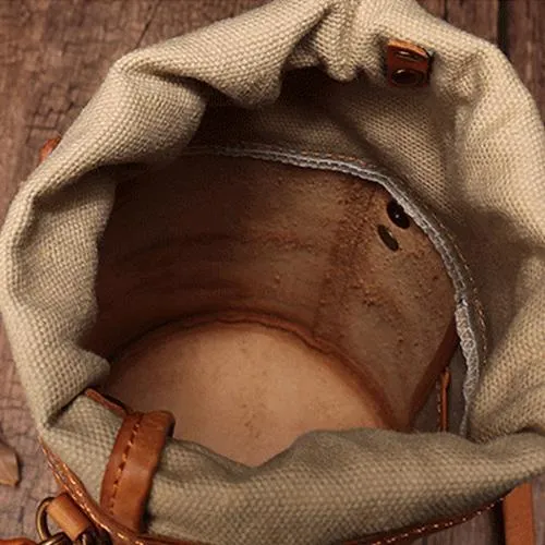 Green WOmens Leather Shoulder Bag Bucket Bag Small Brown Crossbody Barrel Bag Bucket Purse for ladies