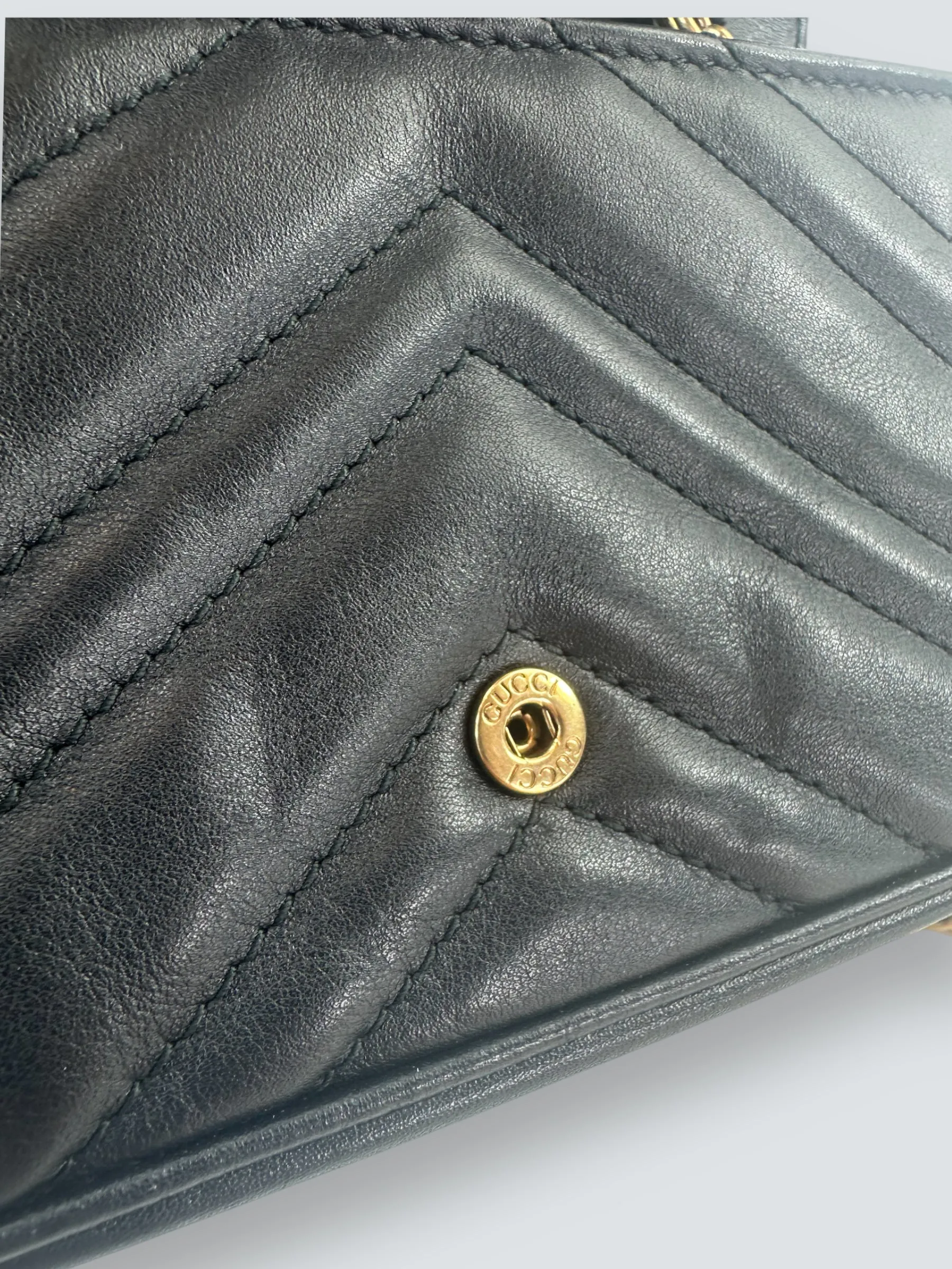 Gucci Black Matelasse Leather Super Mini Marmont Crossbody