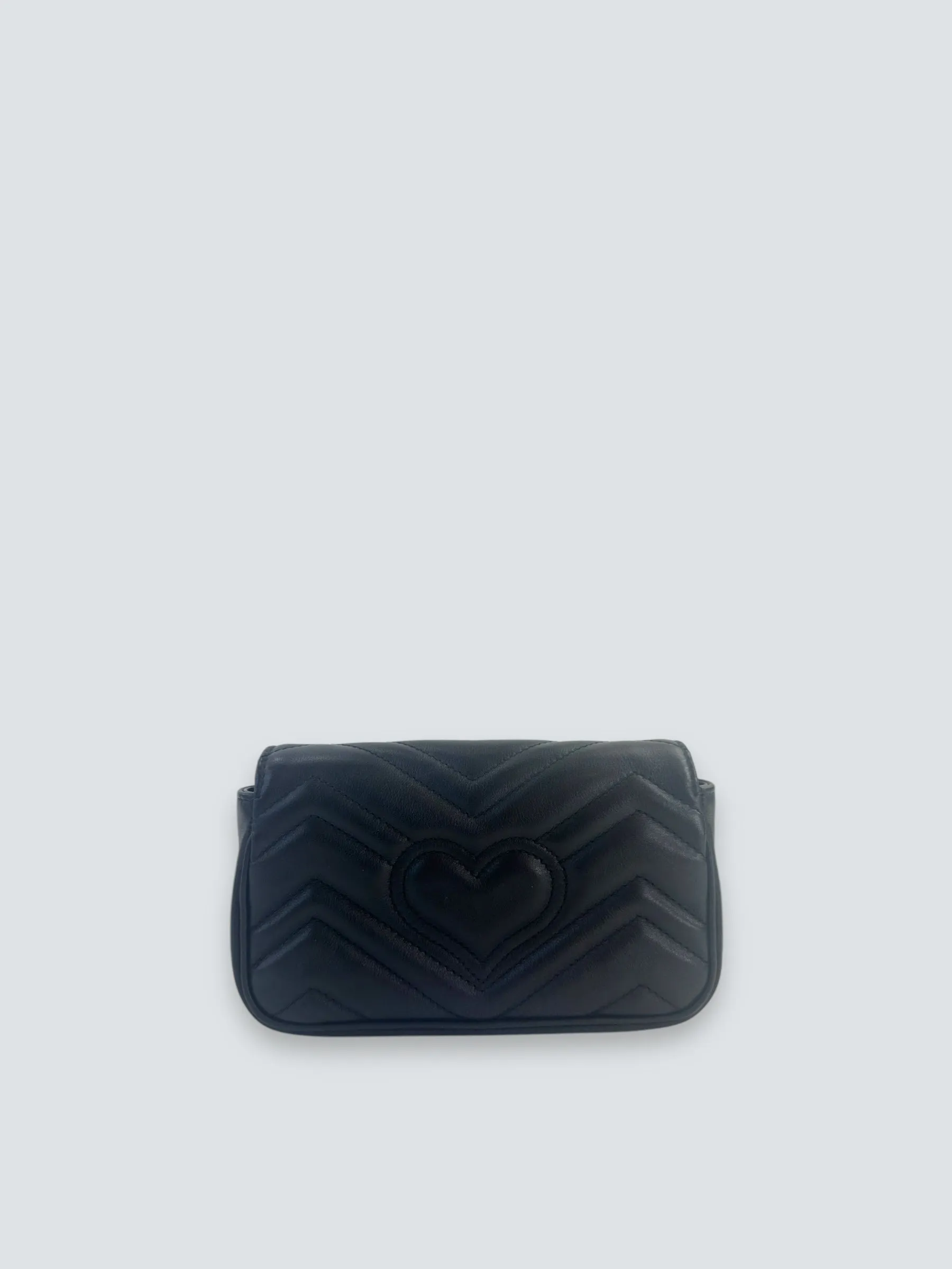 Gucci Black Matelasse Leather Super Mini Marmont Crossbody