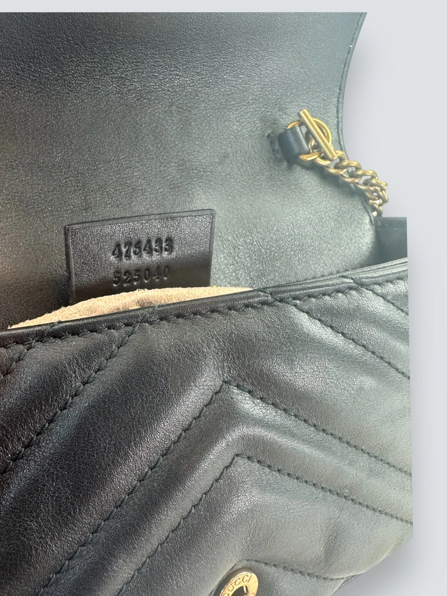 Gucci Black Matelasse Leather Super Mini Marmont Crossbody