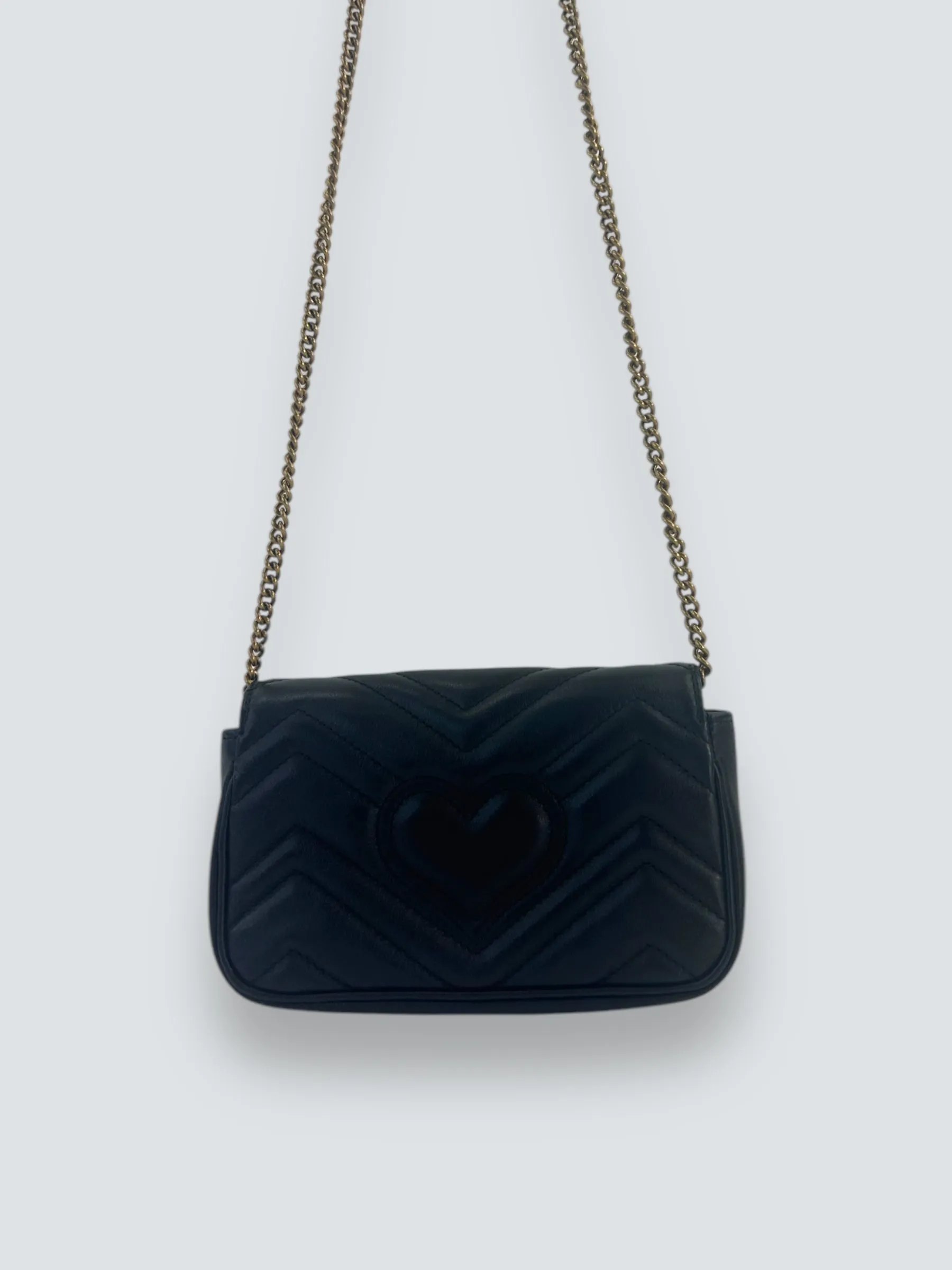 Gucci Black Matelasse Leather Super Mini Marmont Crossbody