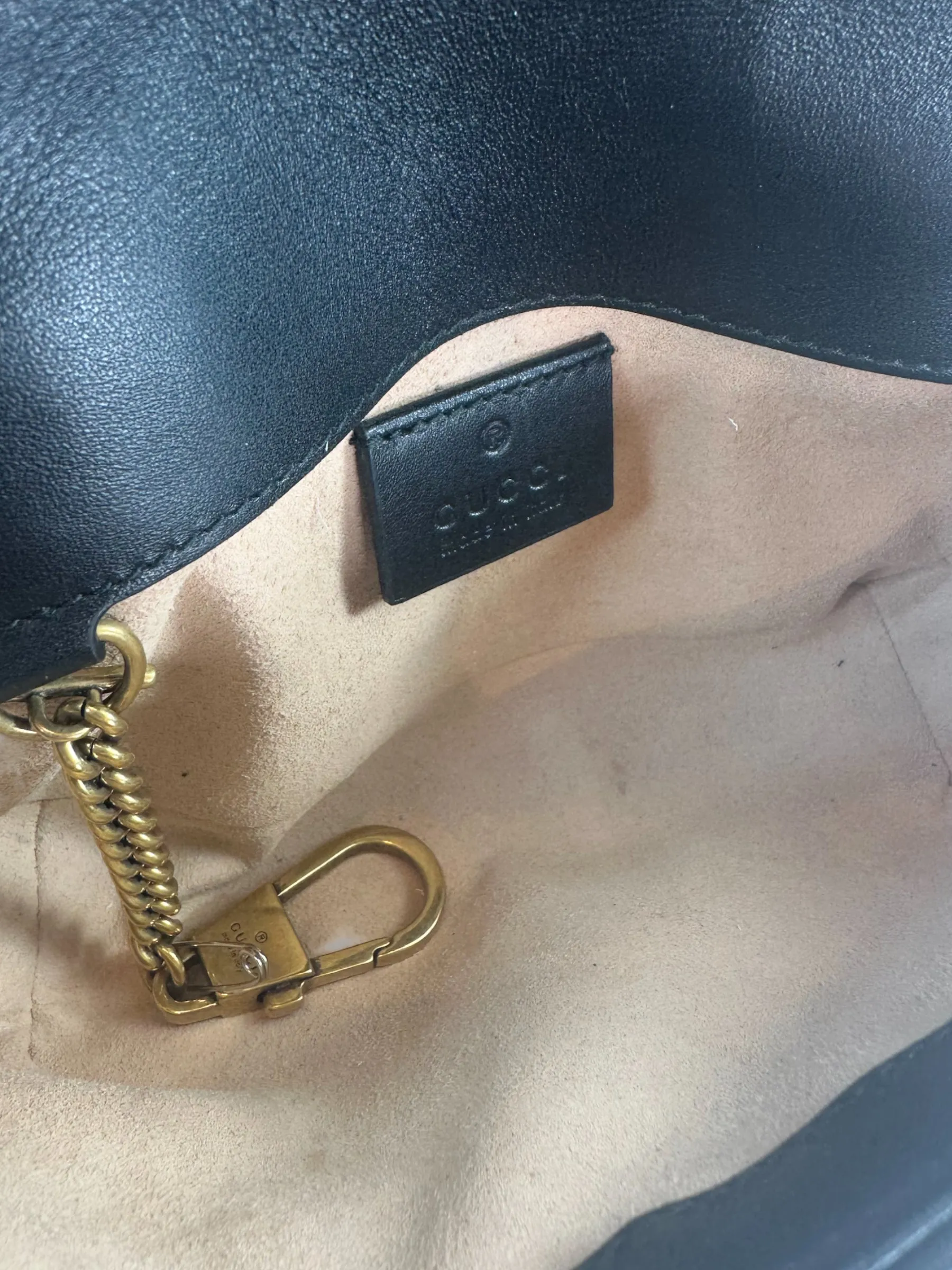 Gucci Black Matelasse Leather Super Mini Marmont Crossbody