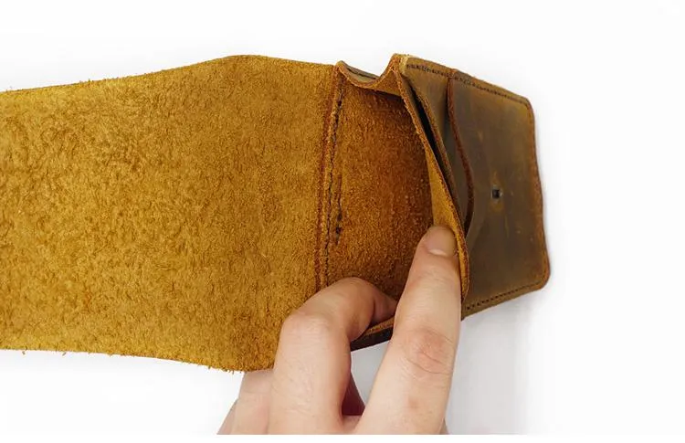 Handmade Brown LEATHER MEN Belt Pouch Waist BAG Slim Belt Bag FOR MEN