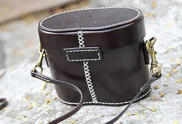 Handmade bucket purse leather crossbody bag purse shoulder bag for women