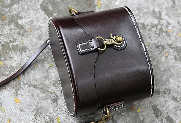 Handmade bucket purse leather crossbody bag purse shoulder bag for women
