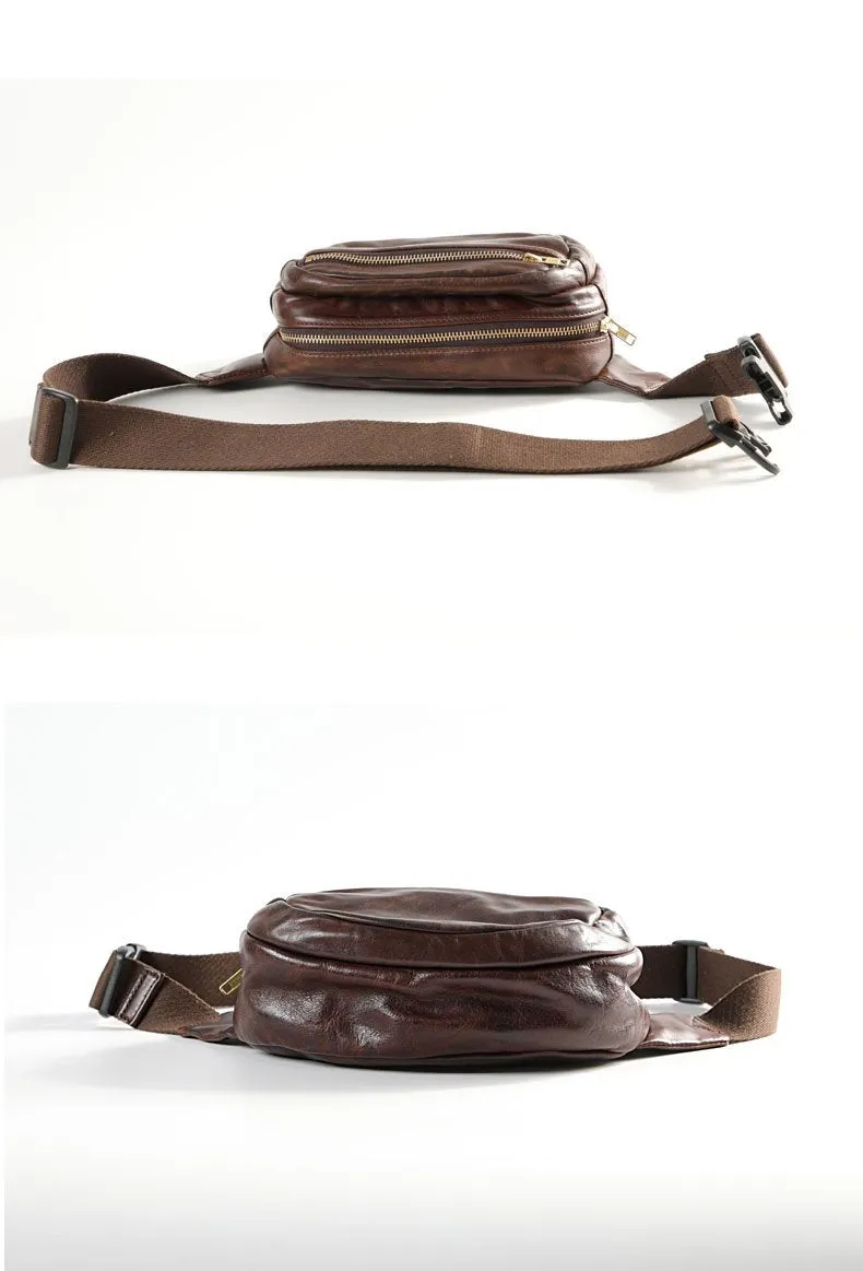 Handmade Distressed Black Leather Men Fanny Pack Waist Bag Hip Pack Belt Bag Bumbag for Men