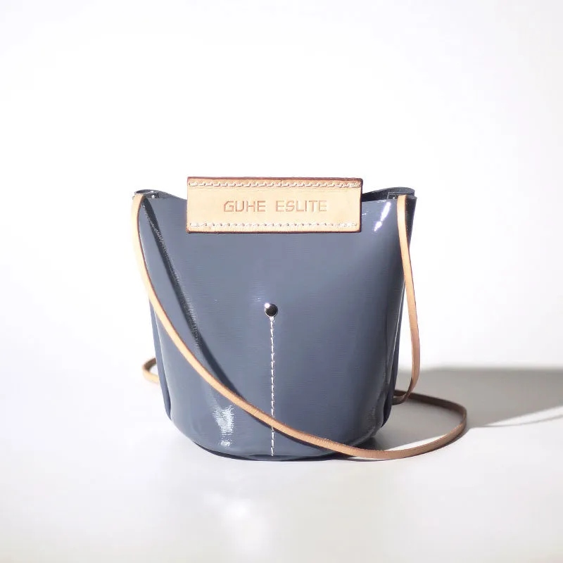 Handmade Fashion Women Leather bucket crossbody bag Barrel shoulder bag for women