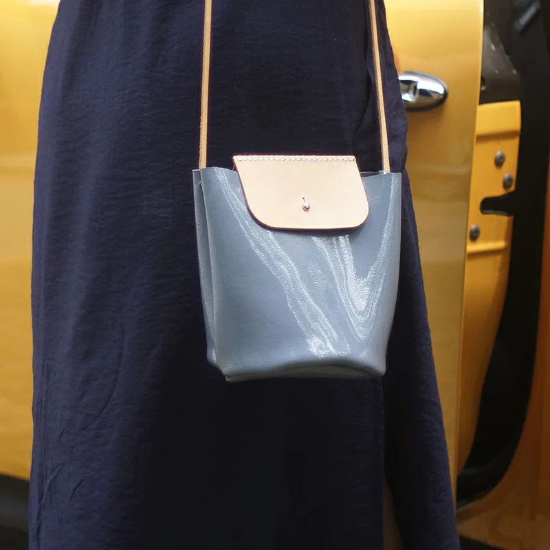 Handmade Fashion Women Leather bucket crossbody bag Barrel shoulder bag for women