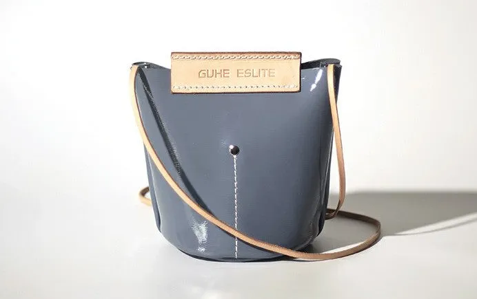 Handmade Fashion Women Leather bucket crossbody bag Barrel shoulder bag for women