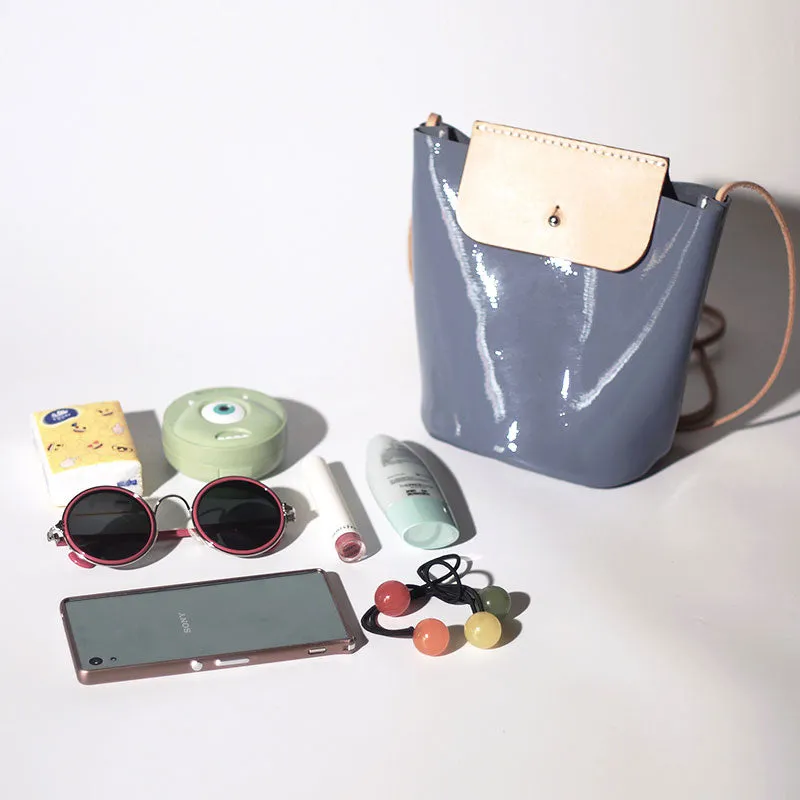 Handmade Fashion Women Leather bucket crossbody bag Barrel shoulder bag for women