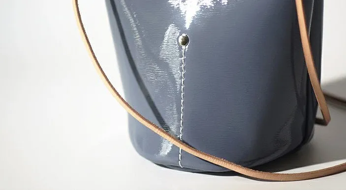 Handmade Fashion Women Leather bucket crossbody bag Barrel shoulder bag for women