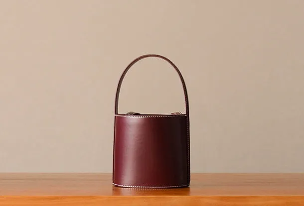 Handmade Genuine Leather Handbag Bucket Bag Purse Crossbody Bag Shoulder Bag Purse For Women