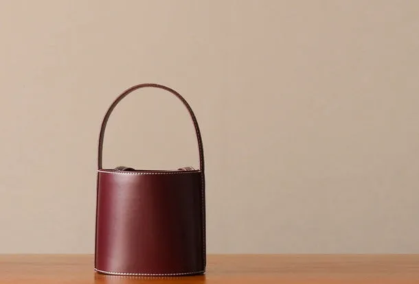 Handmade Genuine Leather Handbag Bucket Bag Purse Crossbody Bag Shoulder Bag Purse For Women