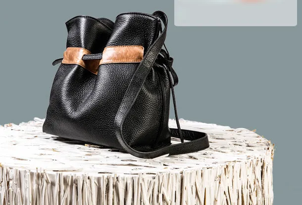 Handmade Genuine Leather Shopper Bag Bucket Bag Shoulder Bag Purse For Women