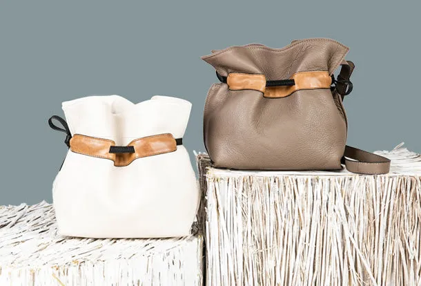 Handmade Genuine Leather Shopper Bag Bucket Bag Shoulder Bag Purse For Women