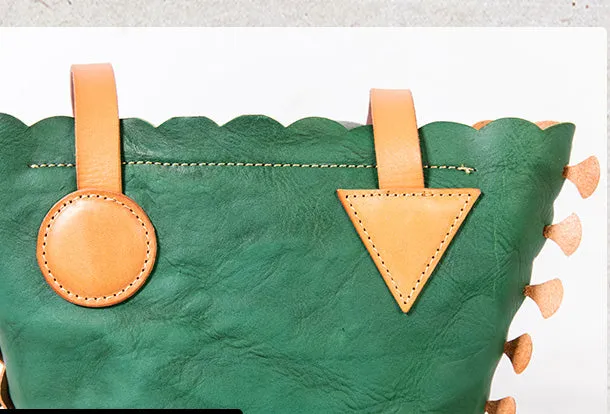 Handmade Genuine Leather Shopper Bag Bucket Bag Shoulder Bag Purse For Women