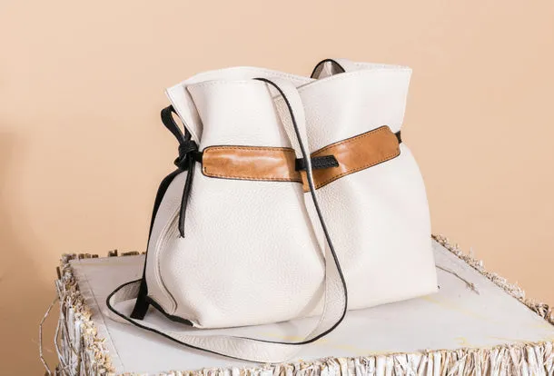 Handmade Genuine Leather Shopper Bag Bucket Bag Shoulder Bag Purse For Women