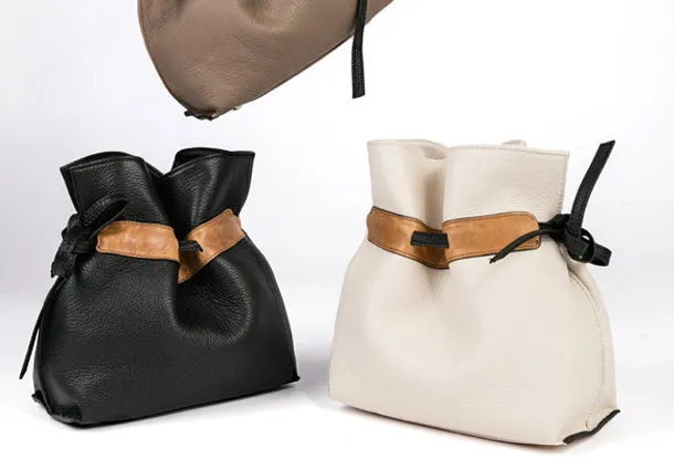 Handmade Genuine Leather Shopper Bag Bucket Bag Shoulder Bag Purse For Women