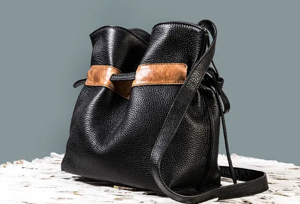 Handmade Genuine Leather Shopper Bag Bucket Bag Shoulder Bag Purse For Women