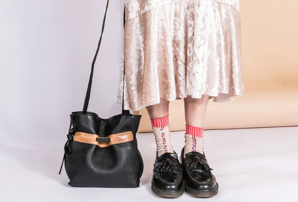 Handmade Genuine Leather Shopper Bag Bucket Bag Shoulder Bag Purse For Women