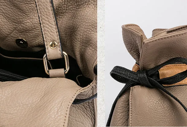 Handmade Genuine Leather Shopper Bag Bucket Bag Shoulder Bag Purse For Women