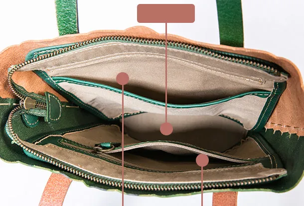 Handmade Genuine Leather Shopper Bag Bucket Bag Shoulder Bag Purse For Women