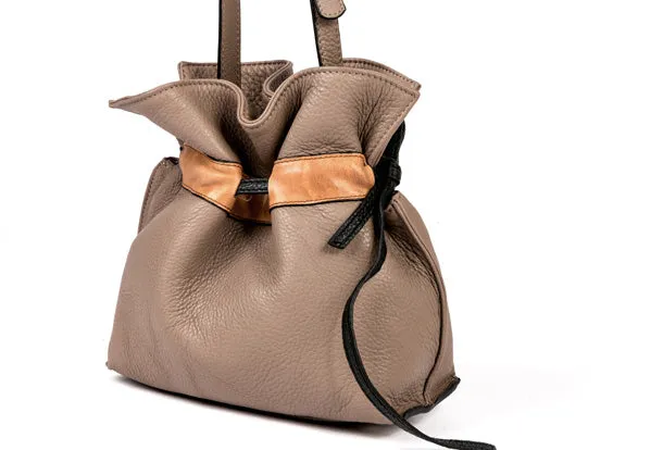 Handmade Genuine Leather Shopper Bag Bucket Bag Shoulder Bag Purse For Women