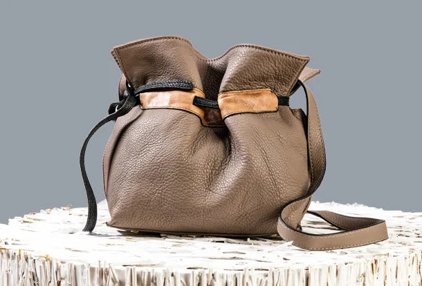 Handmade Genuine Leather Shopper Bag Bucket Bag Shoulder Bag Purse For Women