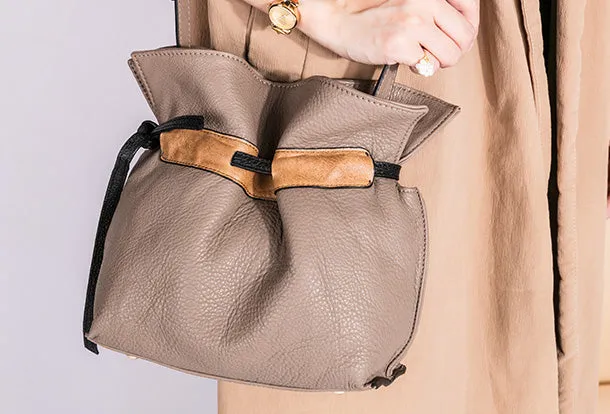 Handmade Genuine Leather Shopper Bag Bucket Bag Shoulder Bag Purse For Women