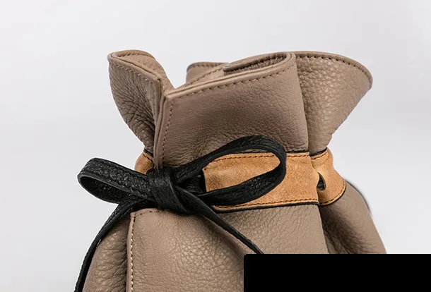 Handmade Genuine Leather Shopper Bag Bucket Bag Shoulder Bag Purse For Women