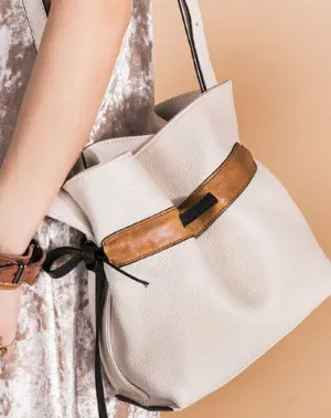 Handmade Genuine Leather Shopper Bag Bucket Bag Shoulder Bag Purse For Women