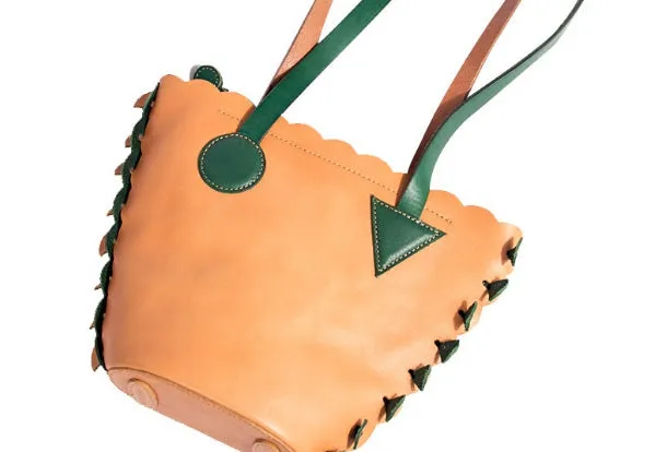 Handmade Genuine Leather Shopper Bag Bucket Bag Shoulder Bag Purse For Women