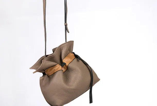 Handmade Genuine Leather Shopper Bag Bucket Bag Shoulder Bag Purse For Women