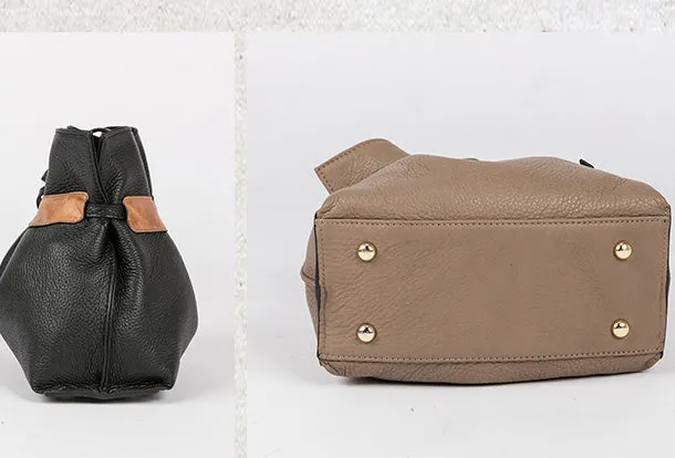 Handmade Genuine Leather Shopper Bag Bucket Bag Shoulder Bag Purse For Women