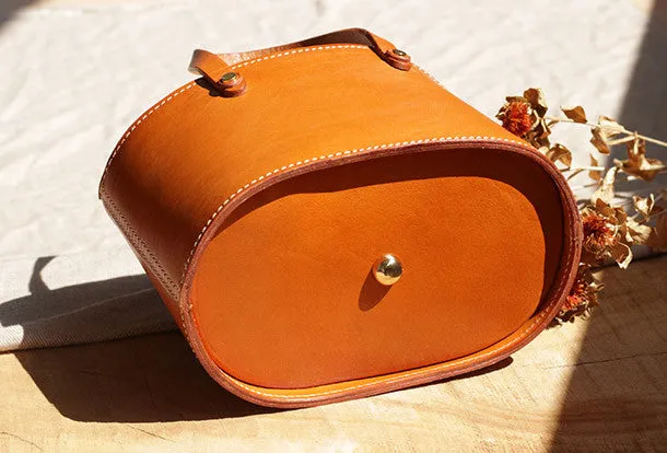 Handmade Leather bucket bag shopper bag for women leather handbag