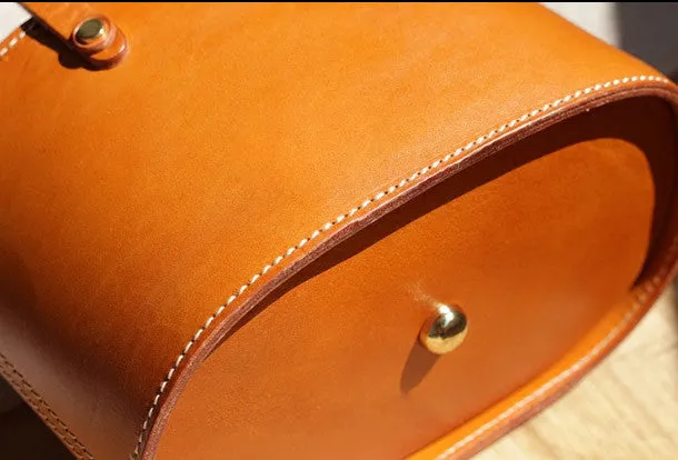 Handmade Leather bucket bag shopper bag for women leather handbag