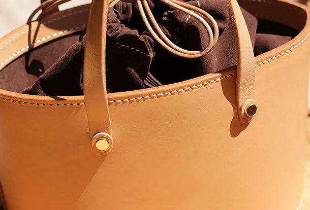 Handmade Leather bucket bag shopper bag for women leather handbag