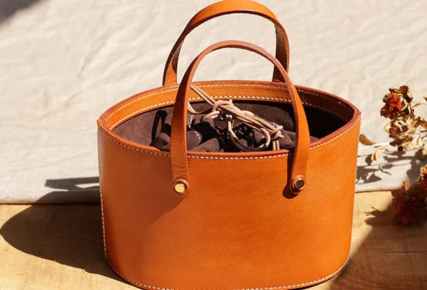 Handmade Leather bucket bag shopper bag for women leather handbag