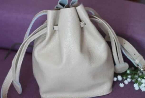 Handmade Leather bucket bag shoulder bag blue purple for women leather crossbody bag
