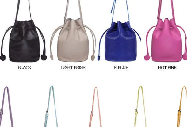 Handmade Leather bucket bag shoulder bag blue purple for women leather crossbody bag