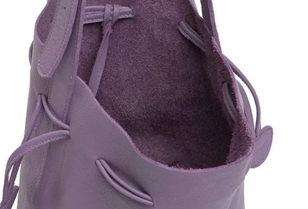 Handmade Leather bucket bag shoulder bag blue purple for women leather crossbody bag