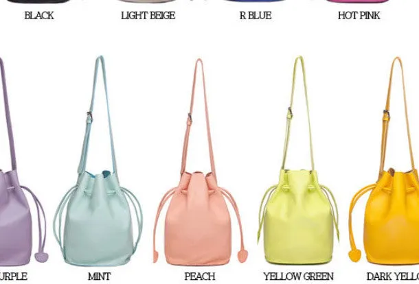 Handmade Leather bucket bag shoulder bag blue purple for women leather crossbody bag