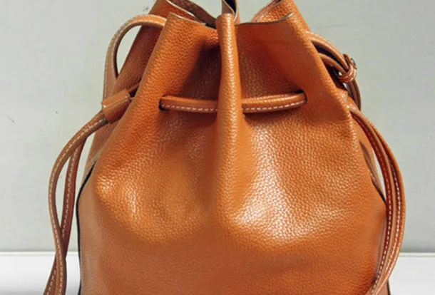 Handmade Leather bucket bag shoulder bag for women leather crossbody bag