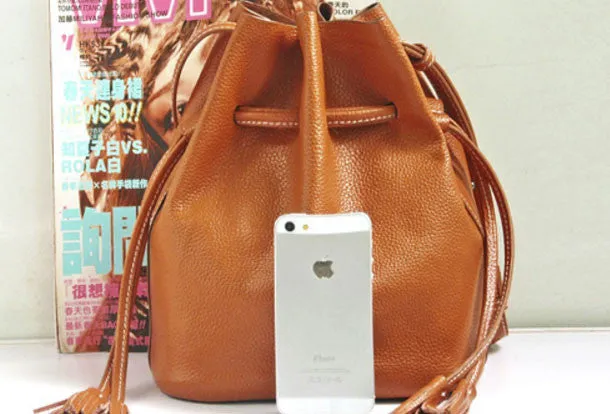 Handmade Leather bucket bag shoulder bag for women leather crossbody bag