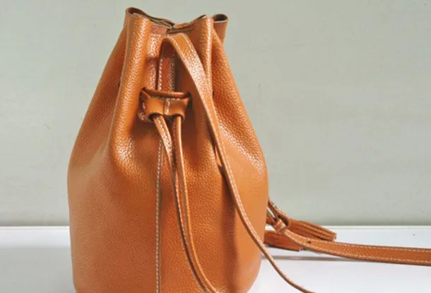 Handmade Leather bucket bag shoulder bag for women leather crossbody bag